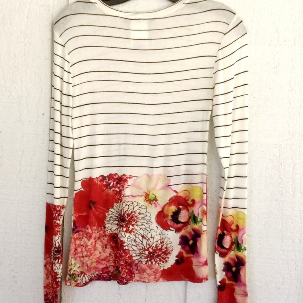 New with tags BCBG Maxazaria XS Pinstriped Floral Knit Top